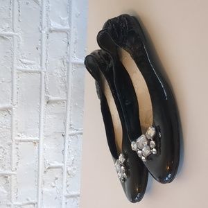 Nordstrom Black Patent Leather with Jewels Ballet Flats